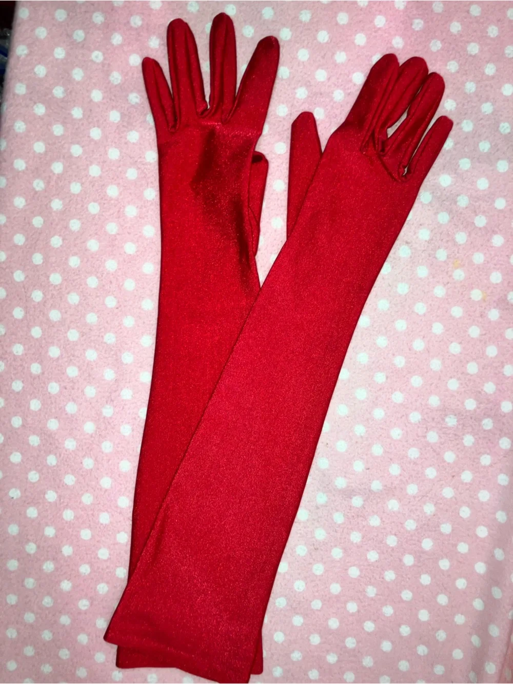 Red Long Evening Gloves - Women OS